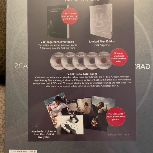 New, Never Opened, Garth Brooks The First 5 Years, Book & Music CDs - Picture 2 of 5